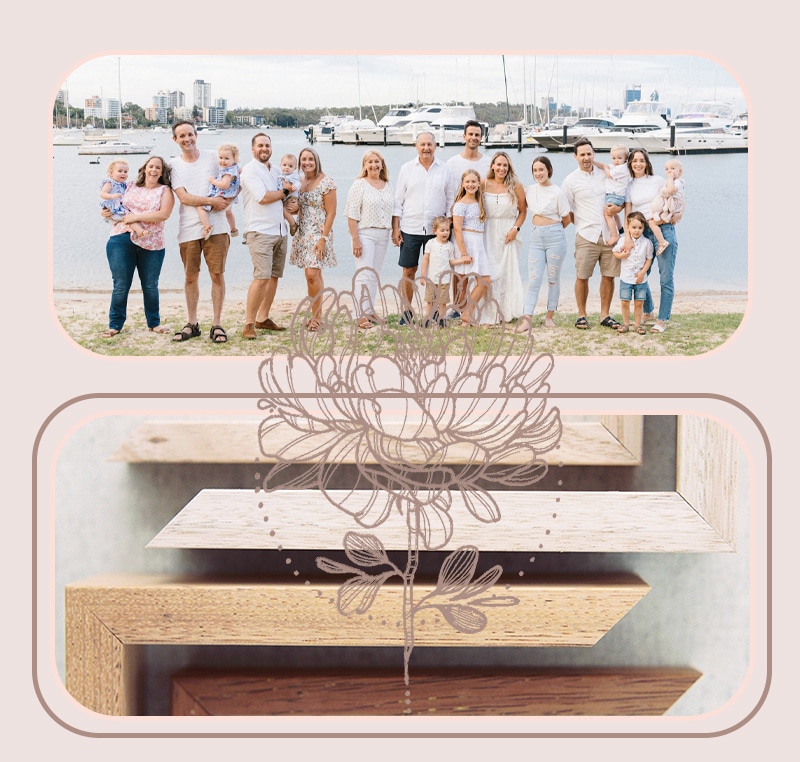 extended family by the river and photo frame samples