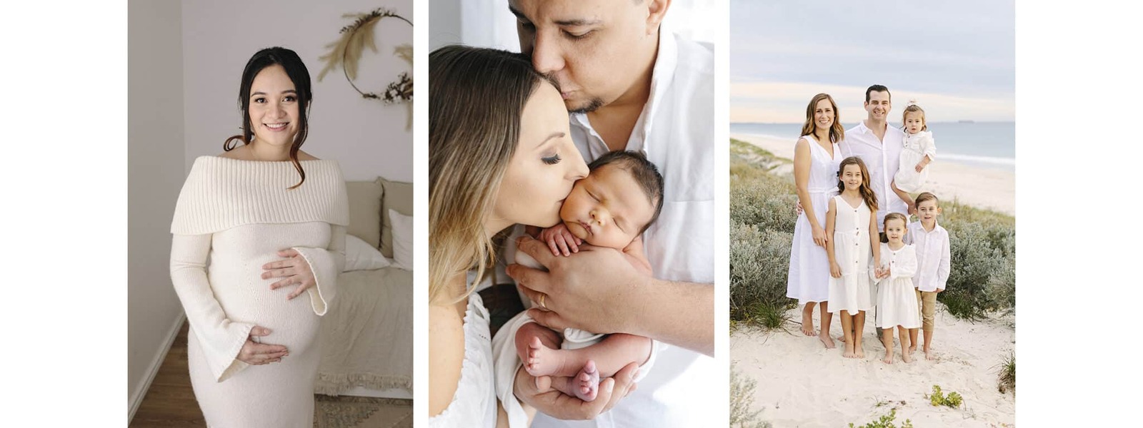 Header image for a Perth family photographer - featuring a maternity, newborn and family photo