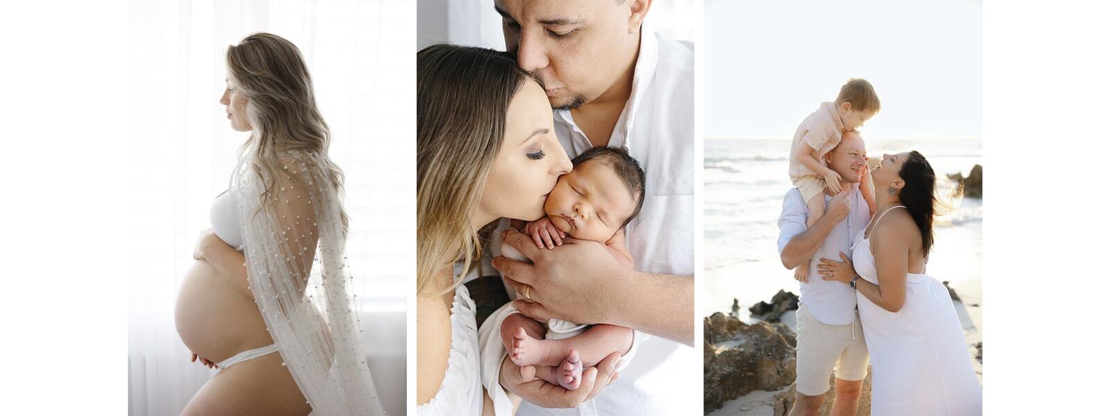 Header image for a Perth family photographer - featuring a maternity, newborn and family photo