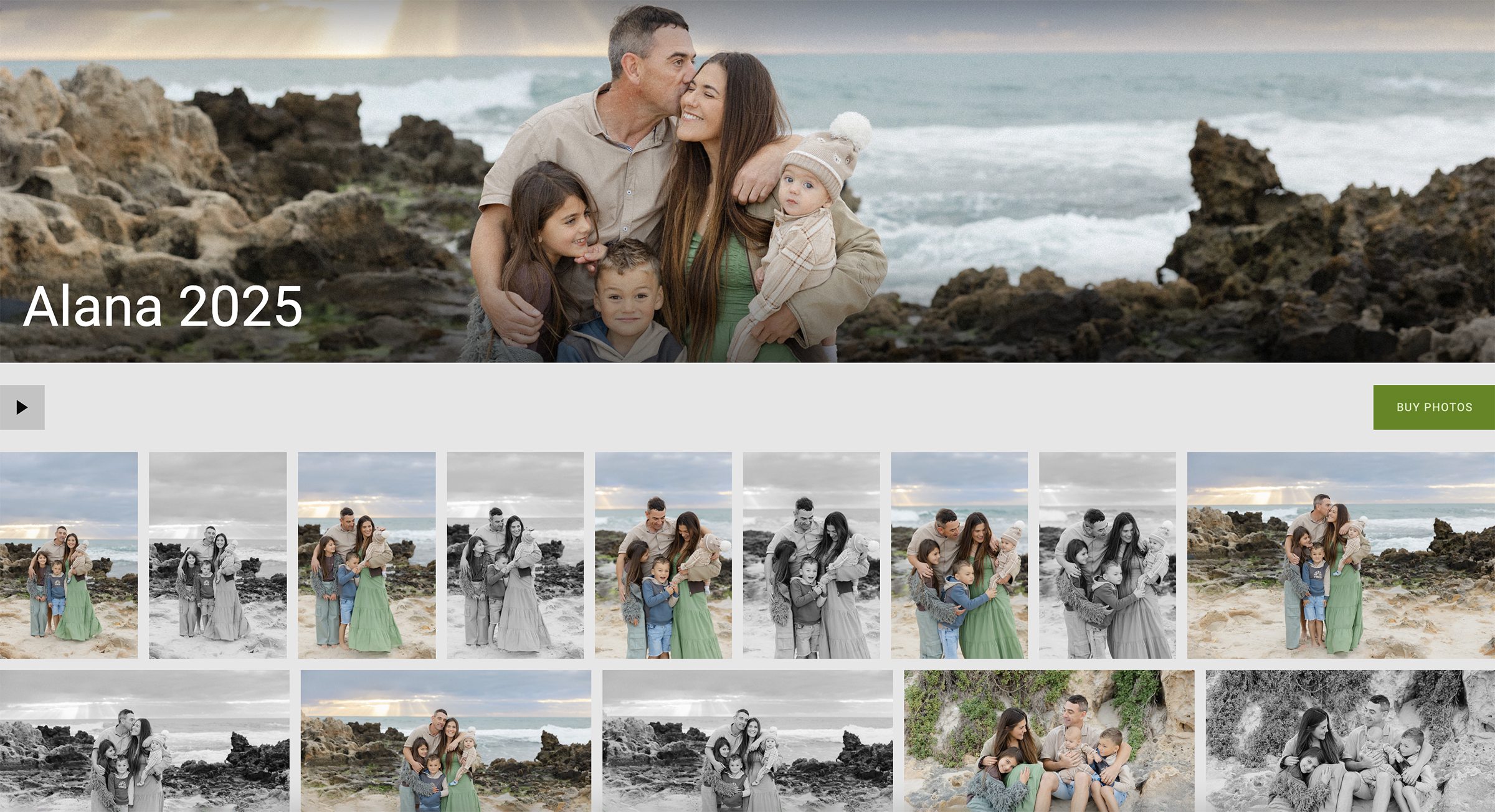 Online photo gallery displayed on a laptop as part of the post-session process.