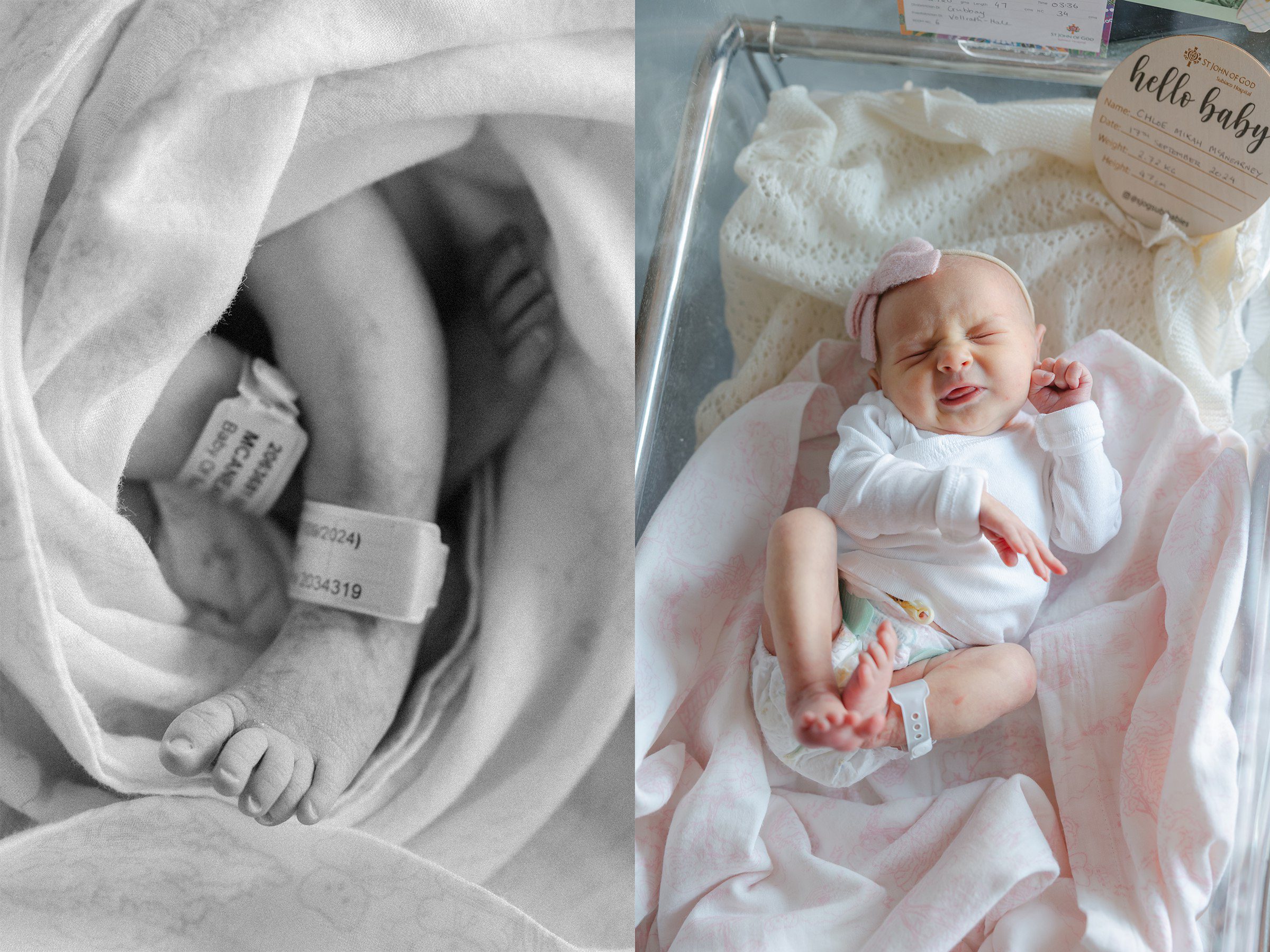Perth Fresh 48 photographer capturing newborn details in hospital room.
